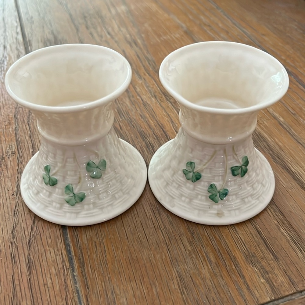 Beleek Single Light Candlestick Holders
